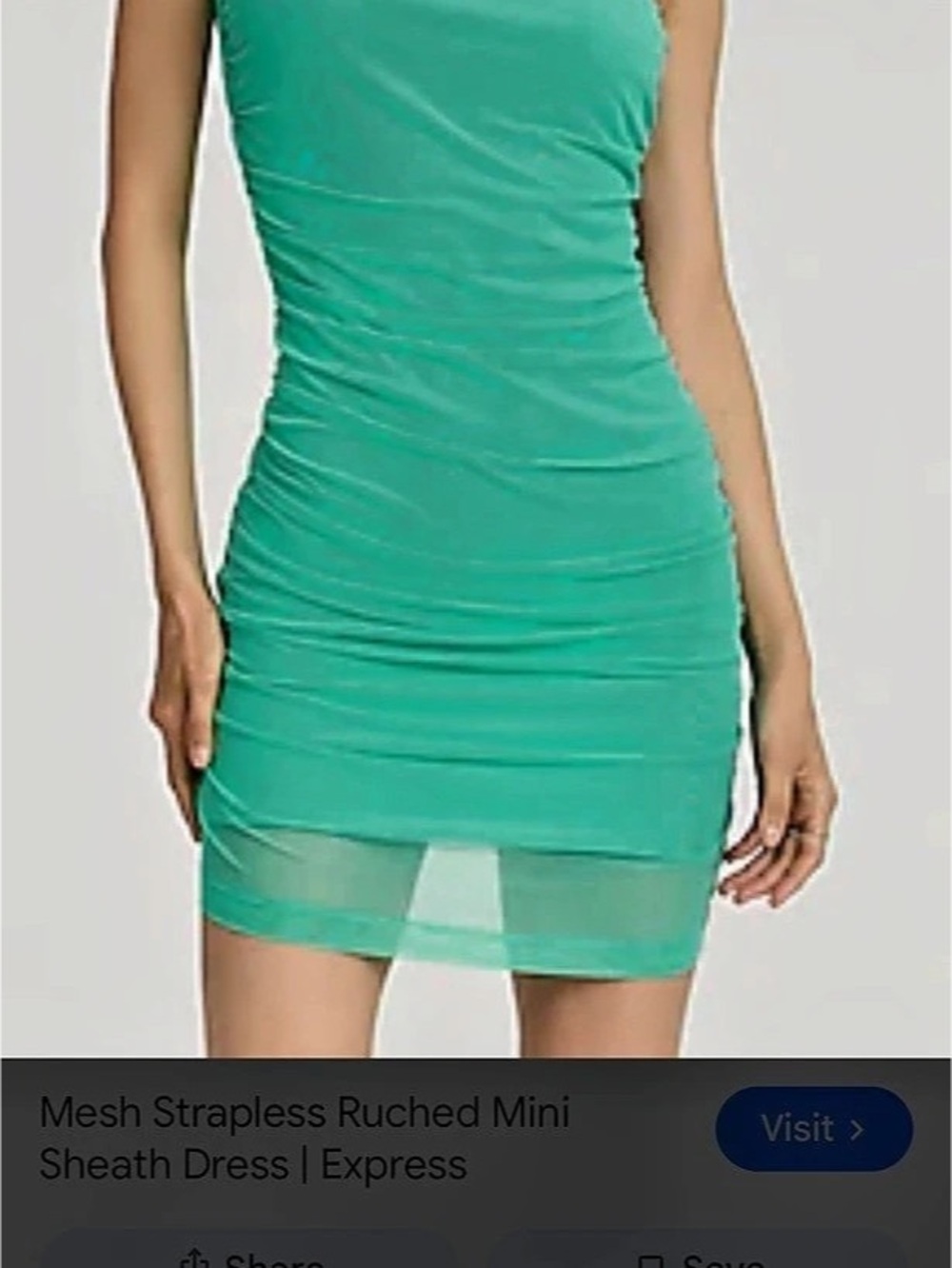 Express Mesh Strapless Ruched Mini Sheath Dress Green Size Small